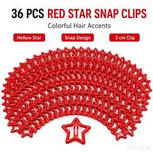 2D Flat Style 36pcs Y2K Star Hair Clips 1.18 Inch | 2000s Metal Hair Accessories Star Snap Hair Clips Non-Slip Metal Small Mini Flat Hair Clips For Women - Red - View 2