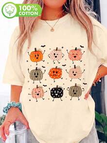 Lucu, Gaya Preppy, Motif Musim Gugur, Mode Musim Gugur yang Ceria, Desain Thanksgiving, Halloween. Pakaian Musim Gugur untuk Wanita - Aprikot - View 9