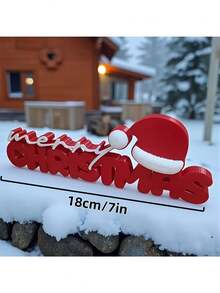 Merry Christmas Decorative Sign, 1pc 3D Letter Sign With Small Christmas Hat Design, Adds Festive Atmosphere, Perfect For Desktop, Shelf Or Window Sill Decoration During Christmas - A - View 4