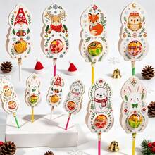 24Pcs Christmas Lollipop Paper Cards Cute Animal Santa Candy Holder Xmas Party Favors Decorations - View 10