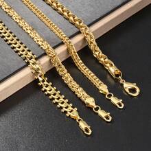 1pc Classic Vintage 18K Gold Plated Braided Copper Bracelet, Unisex, Suitable For Daily Wear And Party, Fashion Hip-Hop Gift Jewelry - Gold - View 1