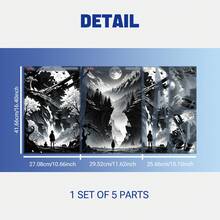 Full Set Protective Stickers Compatible With PS5 Disc Edition, Ink Wash Landscape Personalized Pattern, Removable No-Residue Anti-Scratch Film, Compatible With Console And DualSense Controller - View 2