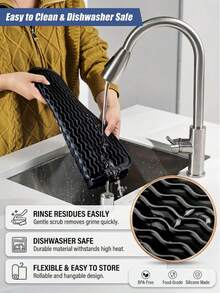 Silicone Dish Drying Mat, Foldable Kitchen Drying Mat, Dish Drainer Mat, Coffee Bar Mat, Kitchen Non-Slip Stove Mat, Foldable And Rollable For Easy Storage, Kitchen Essential, Kitchen Decor. Halloween, Christmas, Best Gift For Women. Kitchen Gadget; Desktop Accessory - Multicolor - View 9