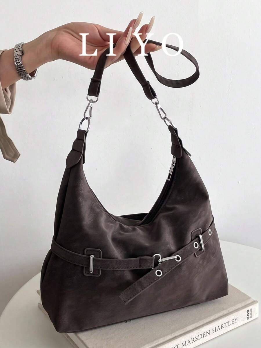 Retro Distressed Faux PU Leather Material, Vintage Aesthetic, Fits Various Daily Outfits