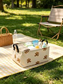 Bear Print Foldable Laundry Basket Set,Large Cylinder&Small Rectangle,Storage Bin,Breathable Dirty Clothes Hamper,Bathroom, Bedroom And Laundry Area;Home, Student And Renter Use,Housewarming, Christmas Or New Year Gift - Multicolor - View 4