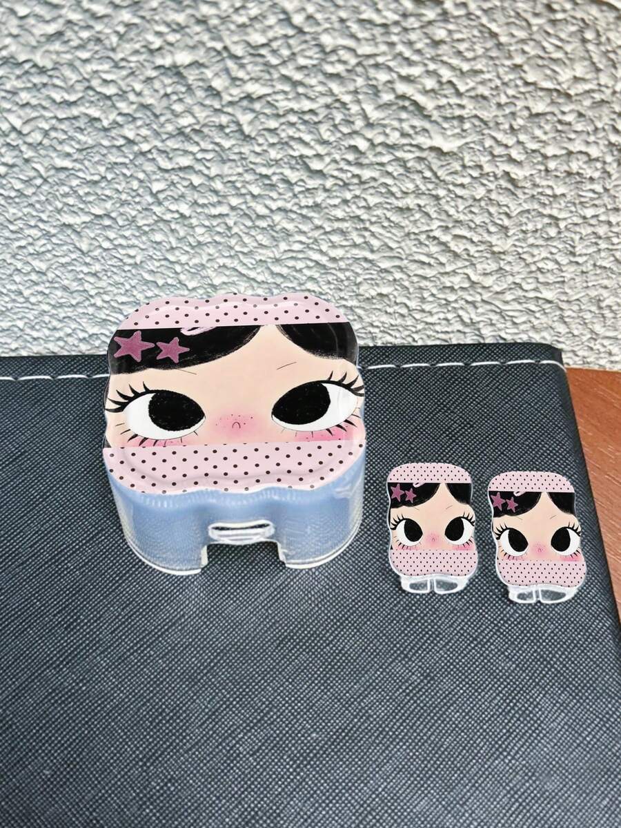 Polka Dot Girl Pattern 3pcs Set Data Cable Charger Wave-Shaped Protective Cover Compatible With UK Standard 20W Apple Charger, Transparent Shatterproof Cover, Protects Phone, 3-Prong Charger, Cable Protective Cover - Multicolor - View 1