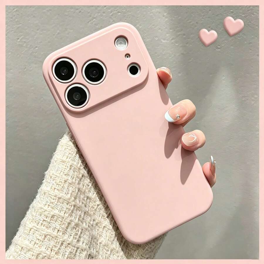 Casing Ponsel Silikon Cair Pelindung Kamera Karet Lembut dengan Lapisan Mikrofiber, Pelindung Anti Guncangan Kompatibel dengan iPhone 18 Pro 18 Pro Max, Kompatibel dengan iPhone 17 Pro Max 16 Pro Max 15 13 14 Plus 11 12 Mini XS Max 7 8 Plus SE 2020 SE 2022 6 Plus 6S, Hadiah Kembali ke Sekolah untuk Teman - Pasir merah muda - View 1