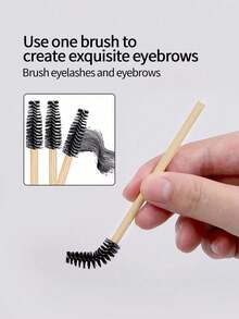 50pcs Bamboo Handle Eyelash Brushes, Mascara Brushes, Eyelash Curlers, Makeup Brushes, Eyebrow Brushes, Eyeshadow Brushes, Free Gift - Multicolor - View 5