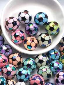 10/20pcs 16mm Mixed-Color Soccer-Shaped AB-Finish Acrylic Beads – Perfect For Stylish, Fun Bracelets And Craft Projects - Multicolor - View 1