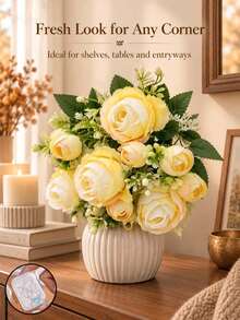 Artificial Flower Bouquet, Realistic Faux Floral Arrangement, Decorative Tabletop Ornament Craft, Suitable For Home Living Room, Dining Table, Wedding Backdrop, Party And Event Scene Decoration, Christmas Stocking Filler Gift - Multicolor - View 5