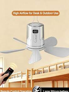 1pc Rechargeable Tent Ceiling Fan With LED Light And Remote Control, Portable Hanging Camping Fan, 4-Speed Wind, Warm+White+RGB Gradient Light, Battery Powered Outdoor Camping Fan - Multifunctional Ceiling Fan Light - View 3