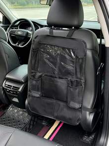 1pc Multi-Pocket Car Seat Back Organizer, Transparent Window & Mesh Pocket Design, Can Store Tablet, Drinks And Small Items, Car Seat Back Storage Bag, Car Essentials, Women's Car Accessories, Brown Car Accessories, Suitable For Road Trips And Daily Driving - Multicolor - View 5