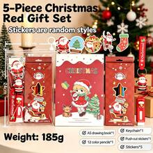 1 bộ 5 món văn phòng phẩm Giáng Sinh, dụng cụ tô màu sáng tạo gồm 1 sổ tay, 12 bút chì màu, 1 tẩy, 1 móc khóa và 5 miếng dán màu ngẫu nhiên, quà tặng tiệc Giáng Sinh, quà tặng lớp học dịp lễ - Nhiều màu - Xem 7