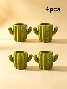 Cartoon Cactus Shaped Flower Pot, Home Desktop Storage Organizer, Simple Cute Succulent Plant Pot, Gardening Decor Ornament - Cactus - View 12