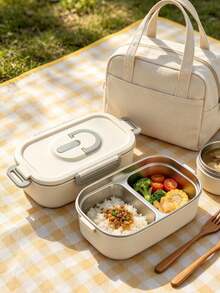 Rectangular Student Lunch Box, 304 Stainless Steel Double Compartment Insulated Lunch Container, 12-Hour Food Warmth - 1/2 Size - View 4