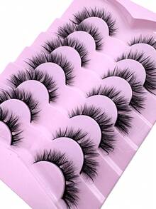 New 7 Pairs Spiky Anime False Eyelashes, Wet Look Cat Eye Eyelashes, Spiky Faux Mink Eyelashes, Thin Fairy Cartoon Eyelashes, Natural Dramatic Strip Lashes, Spiky Style, Like Eyelash Extension Effect, Cosplay Eyelash Extension Set - Black - View 5