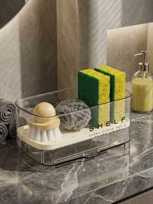 Multifunctional Self-Draining Sponge Holder Space Saver Minimalist Sink Caddy For Brush Scrubber Towel Rustproof Countertop Organizer Dish Soap Dispenser Organization Kitchen Bathroom House Home Decor Cleaning Essentials Accessories - Multicolor - View 8