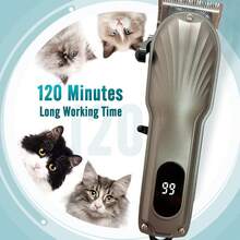3 Colors Optional Classic Shell Shaped Electric Pet Grooming Clipper, Stainless Steel Blade With LED Light, Professional Pet Grooming Scissors Set, Wireless Low Noise Dog Hair Clipper, Pet Grooming Cleaning Kit - Multicolor - View 9