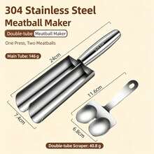 304 Stainless Steel Meatball Maker With Scraper, Manual Meatball Mold, Non-Stick Design, Suitable For Beef, Chicken, Shrimp, Fish Balls And Cookie Dough, Commercial And Home Kitchen Tool, Dishwasher Meatball Scoop Maker - Multicolor - View 15