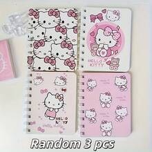 Hasbro Random 3Pcs Hello Kitty A7 Spiral Notebook, Pink Heart & Bow Cartoon Print, Assorted Random Patterns, Hard Cover & Thick Lined Inner Pages, Wire-O Binding, Ideal For Journaling, Office Notes & Daily Planning - A - View 9