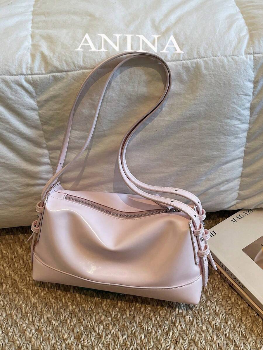 New Fashion Square Underarm Solid Color Handbag, Casual Chic Versatile Commuter Bag For Women