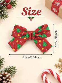 10PCS Christmas Hair Bows Clips For Girls, Mini Ribbon Barrettes With Santa Snowman Gingerbread Prints, Cute Xmas Hair Accessories For Kids No Cards - Multicolor - View 6
