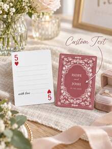 1pc Personalized Custom Name Date Wedding Poker Cards, Vintage Black Floral Back Playing Cards, Wedding Favor Gift For Couples, Party Game Home Decor - Multicolor - View 1