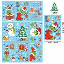The Grinch 8pcs Christmas Static Window Stickers, Merry Grinchmas Holiday Static Decals, Glue-Free Reusable Glass Stickers For Christmas Home And Shop Window Holiday Decoration - Multicolor - View 5