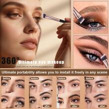 20pcs And 1pc Gift Makeup Brushes Set, Soft Dense Cosmetic Brushes For Foundation Powder Blush Eyeshadow Concealer Contour Highlight, Complete Face & Eye Makeup Brush Kit, Handles For Makeup Beginners And Daily & Party Makeup Application - Multicolor - View 8