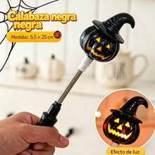 2 piezas de varitas mágicas LED parpadeantes de Halloween, varitas fluorescentes de mano con calabaza y fantasma, rellenos para bolsas de regalo de truco, disfraces y fiestas al aire libre - Negro - Ver 4
