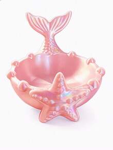 1pc Mermaid Starfish Jewelry Storage Tray, Ring Earring Necklace Decorative Dish - Multicolor - View 7