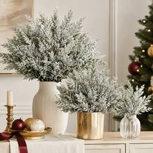 2 Packs 24pcs Realistic Frosted Norfolk Pine Branches With Snowflakes, 12.6 Inch Long Durable Plastic Indoor/Outdoor Christmas Tree Decor, Suitable For Wreaths, Vase Decoration, Winter Holiday Decor, All Seasons Christmas Decorations, Artificial Tree Decor - Multiple Styles - View 1