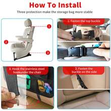 1/2pcs Car Back Seat PU Material Storage Bag, Seat Back Protector, Anti-Kick Pad, Travel Accessory - Black - View 11