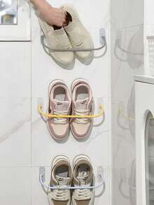 Wall Mounted Shoe Rack With Sticky Hanging Strips With Shoe Storage Bag, Foldable Shoe Rack,Wall-Mounted Mount Shoe,Wall Shoe Rack For Rv Camper, Small Space Shoes Holder For Door Shoes Organizer Shelf No Drilling,Shoe Rack For Closet Entryway. - Multicolor - View 4