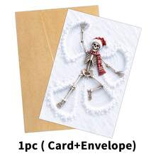 1pc Funny Christmas Skeleton Greeting Card With Envelope, Unique Winter Holiday Wishes Card For Friends, Family & Colleague, Festive Christmas Card, Xmas Gift, Perfect For Christmas Celebration - A - View 7