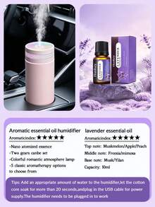 1 Set Black/White Car Humidifier With LED Ambient Light, USB Quiet Aromatherapy Humidifier, Suitable For Essential Oils (5 Fragrance Options), Applicable To Car, Office, Bedroom, Living Room, Study, Plant Room, Car Accessories Decoration, Set Includes 1 Humidifier And 1 Bottle Of Essential Oil, Suitable For All Car Models - A - View 31