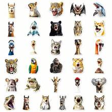 50pcs Funny Animal Face Decorative Stickers For Skateboard, Phone Case, Laptop, Refrigerator, Luggage, Bedroom Door, Tablet, Notebook, Learning Reward Gift - Multicolor - View 1