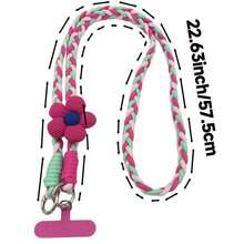 Personalized Fashion Women's & Men's Phone Case Lanyard, Floral Adjustable Braided Phone Strap, Long Crossbody Outdoor Portable, Customizable Text - Multicolor - View 5