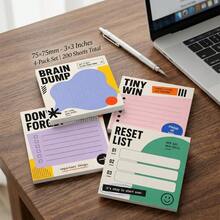 4-Piece Set, 200 Sheets Total, Efficient Sticky Notes, Brainstorming "Don't Forget" "Small Achievement" "Reset" Checklist Memo Pads, Self-Adhesive Reminder Notes, Suitable For Office, School, Work, Desk - 50 Pages/book - View 3