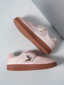 Children's Spring/Autumn Fashion Casual Versatile New Style Training Shoes With Hook-And-Loop Wide Strap Butterfly Decor Comfortable College Style - Pink - View 7