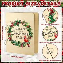 Christmas Wooden Notebook Cover With Bow Gift Box Pattern, Wooden Diary Cover, Christmas Holiday DIY Scrapbook Photo Album Decoration - A - View 9