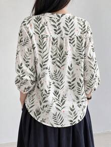 YUXIN Women's All-Over Print Casual Versatile Everyday Shirt - Olive Green - View 8