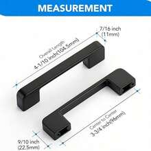 6pcs Black Aluminum Cabinet Handles - American Style Solid Kitchen Cabinet Handles, Drawer Pulls...Handles, With Mounting Screws - Polished Surface, Home Hardware Accessories - Black - View 6