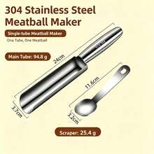 304 Stainless Steel Meatball Maker With Scraper, Manual Meatball Mold, Non-Stick Design, Suitable For Beef, Chicken, Shrimp, Fish Balls And Cookie Dough, Commercial And Home Kitchen Tool, Dishwasher Meatball Scoop Maker - Multicolor - View 16