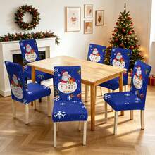 1/2/4/6pcs Christmas Print Chair Covers, Cartoon Holiday Atmosphere Decorative Dust-Proof Elastic Full-Coverage Chair Covers - Multicolor - View 6