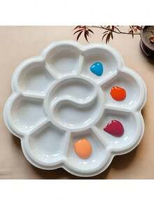 20pcs Mini Flower-Shaped Plastic Palette - Watercolor, Acrylic, Gouache, Oil Painting Art Color Mixing Tray - Multicolor - View 3