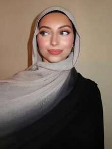 1 st hijab för kvinnor i bohemisk stil, svartvit gradienttryck, mjuk vindavvisande sjal för vår/sommar streetwear, mångsidig vardagstillbehör - Svart och Vitt - Visa 4