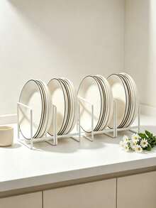 2 piezas Escurridor de platos de acero inoxidable ahorrador de espacio, organizador de almacenamiento multifuncional de cocina, sostiene platos, estante de almacenamiento de utensilios de cocina, adecuado para uso en la cocina, escurridor de platos, decoración de cocina, decoración del hogar de otoño, almacenamiento y organización de cocina - Multicolor - Ver 9