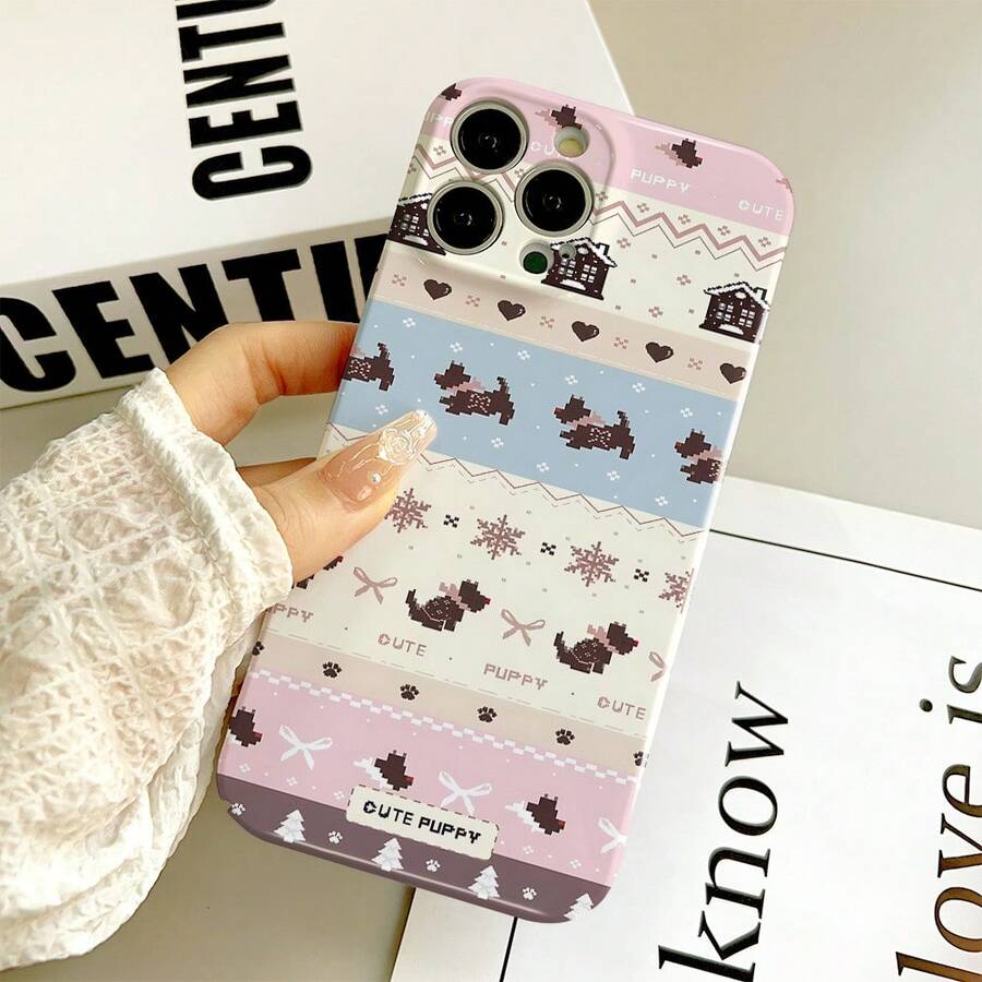 1 ốp lưng điện thoại Pixel Art họa tiết sọc phối màu hình chó Dachshund CUTE PUPPY, phong cách áo len retro dễ thương, bề mặt nhám, lỗ khoét chính xác, bảo vệ toàn diện chống trầy xước, vỏ cứng bảo vệ, tương thích với iPhone 17/17 Pro/17 Pro Max/16/16 Plus/16 Pro Max/16e/15 Pro Max/11/12/12 Pro/12 Pro Max/13/13 Pro/13 Pro Max/14/14 Pro/14 Pro Max - Lỗ phim tinh xảo - Xem 1