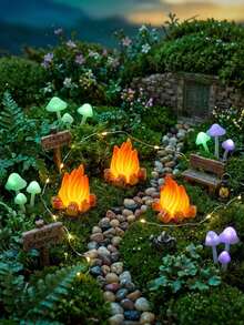 1/10pcs Mini Resin Campfire Figurines, Miniature Realistic Fire Decorations, Suitable For Christmas Village Scenes, Fairy Garden, Dollhouse, Micro Landscape, DIY Crafts, Desktop Display And Winter Holiday Scene Making Accessories - Multicolor - View 5